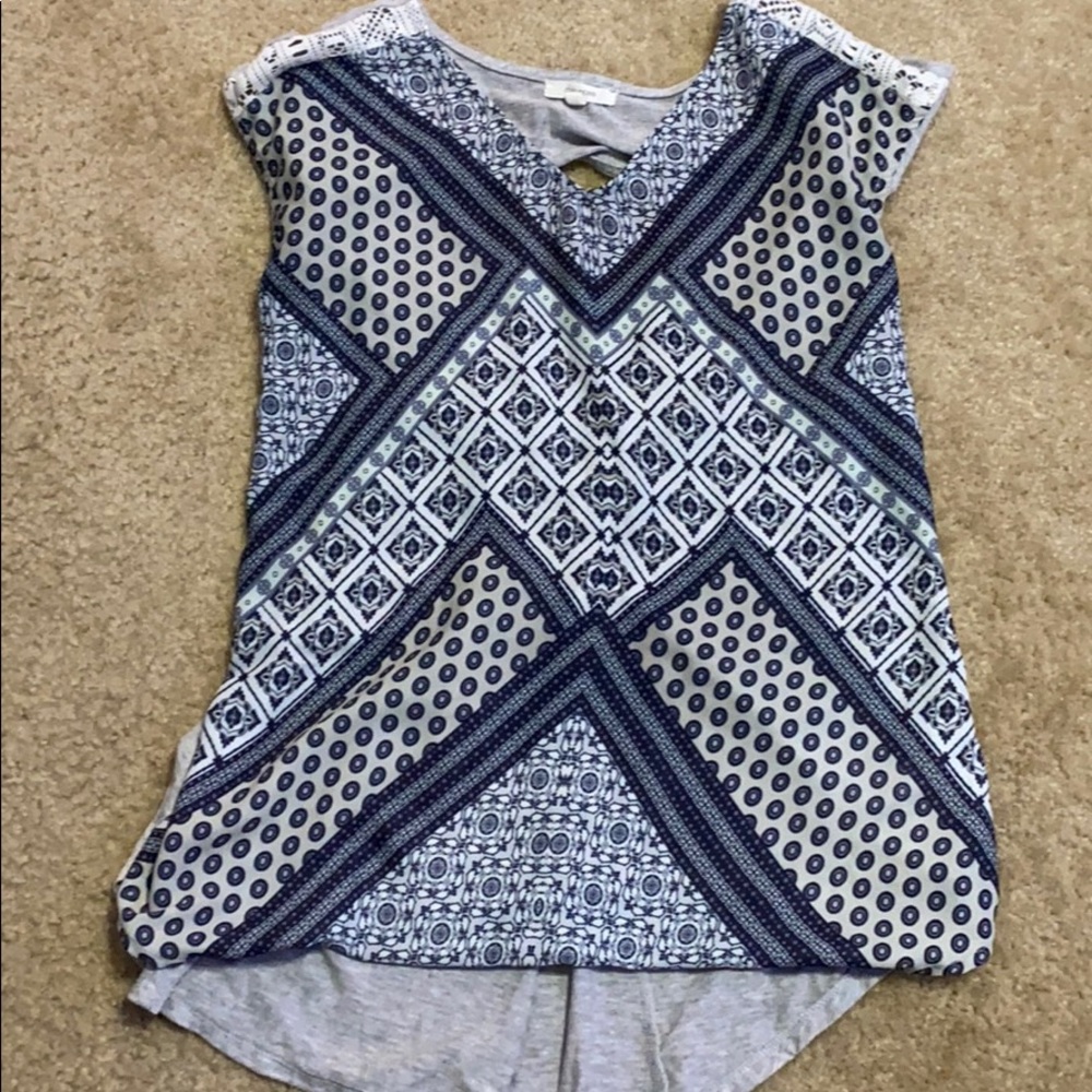 Gray and blue sheer shirt